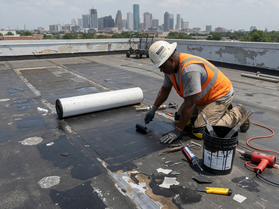 EPDM Rubber Roof Repair in Houston, TX
